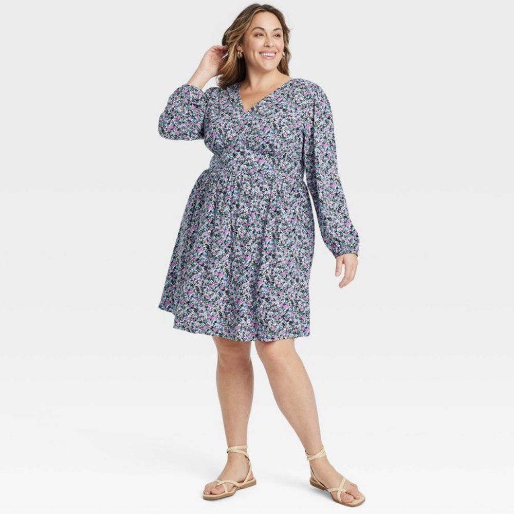 Women’s Balloon Long Sleeve Corset Dress Ava & Viv Plus Size Dress 2x